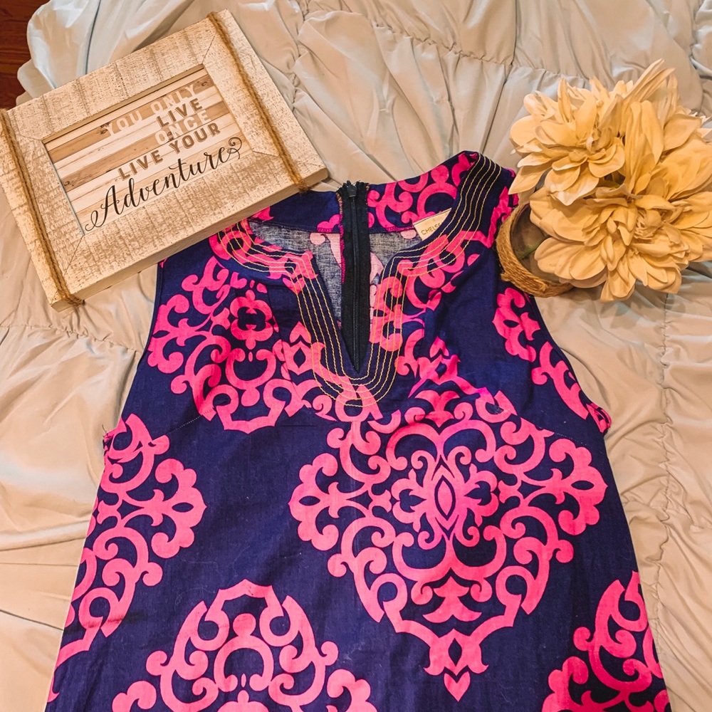 Navy and pink dress